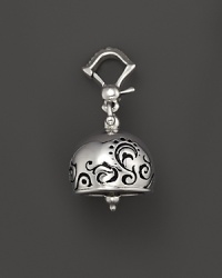 Inspired by Zen philosophy, this intricately detailed, blackened and polished sterling silver meditation bell from Paul Morelli jingles softly. Inspired by Zen philosophy, this intricately detailed, blackened and polished sterling silver meditation bell from Paul Morelli jingles softly.