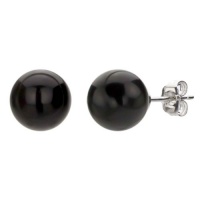 Sterling Silver 8-9mm Round Black Onyx Stud Earring Sterling Silver 8-9mm Round Black Onyx Stud Earring