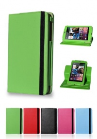7 Inch Multi-Angles Google Nexus 7 Tablet Leather Protection Case by i-UniK (Lime Green) - Colors Available: Hot Pink, Red, Lime Green, Light Blue, Expresso Black