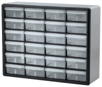 Akro-Mils 10724 24-Drawer Plastic Parts Storage Hardware and Craft Cabinet, 20-Inch by 16-Inch by 6-1/2-Inch, Black/Grey Akro-Mils 10724 24-Drawer Plastic Parts Storage Hardware and Craft Cabinet, 20-Inch by 16-Inch by 6-1/2-Inch, Black/Grey