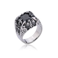 MINIBLUE Crow Heart Black Zircon Diamond 316L Titanium Steel Rings MINIBLUE Crow Heart Black Zircon Diamond 316L Titanium Steel Rings