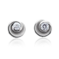 10k White Gold and Sterling Silver Rose Flower Diamond Stud Earrings (GH, I1-I2, 0.15 carat) 10k White Gold and Sterling Silver Rose Flower Diamond Stud Earrings (GH, I1-I2, 0.15 carat)