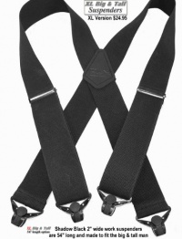 Shadow Black XL Work Suspenders with Black Gripper Clasp Shadow Black XL Work Suspenders with Black Gripper Clasp