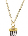 Small Diamond CZ Horn Pendant Necklace 14KT Gold and Sterling Silver Good Luck Charm Talisman