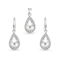 Bling Jewelry Great Gatsby Inspired Silver Freshwater Pearl Teardrop Bridal Set Bling Jewelry Great Gatsby Inspired Silver Freshwater Pearl Teardrop Bridal Set