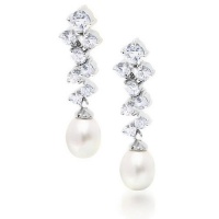 Bling Jewelry CZ Freshwater Pearl Bridal Drop Earrings Bling Jewelry CZ Freshwater Pearl Bridal Drop Earrings