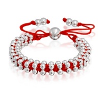 Bling Jewelry Silver Plated Beads Red Woven Adjustable Friendship Bracelet Bling Jewelry Silver Plated Beads Red Woven Adjustable Friendship Bracelet