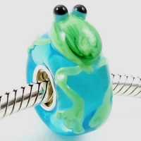 .925 Solid Sterling Silver Cute Sweet Frog Charm Glass Bead .925 Solid Sterling Silver Cute Sweet Frog Charm Glass Bead