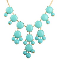 Bubble Necklace, Gold Tone Necklace, Turquoise Blue Necklace, Statement Necklace(Fn0508-M-Turquoise Blue) Bubble Necklace, Gold Tone Necklace, Turquoise Blue Necklace, Statement Necklace(Fn0508-M-Turquoise Blue)