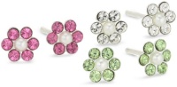 Kate & Lucy Sterling Silver 3 Piece Cubic Zirconia Flower Girl's Stud Earring Set Kate & Lucy Sterling Silver 3 Piece Cubic Zirconia Flower Girl's Stud Earring Set