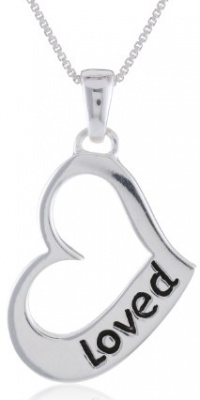 Sterling Silver Loved Open Heart Pendant Necklace , 18 Sterling Silver Loved Open Heart Pendant Necklace , 18
