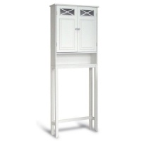 Elegant Home Fashions Dawson Collection Shelved Bathroom Space-Saver with Storage Cubby, White Elegant Home Fashions Dawson Collection Shelved Bathroom Space-Saver with Storage Cubby, White
