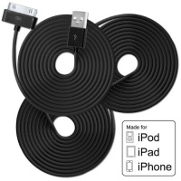 Bundle of 3 Premium Certified 6.5 Feet USB Data Sync Cables for Apple iPhone 4, 4s, 3gs, iPod Touch 1, 2 ,3, 4 iPad 1, 2, 3 (NOT Lighting) (Black) Bundle of 3 Premium Certified 6.5 Feet USB Data Sync Cables for Apple iPhone 4, 4s, 3gs, iPod Touch 1, 2 ,3, 4 iPad 1, 2, 3 (NOT Lighting) (Black)