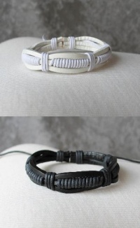 Buy 1 Get 1 Free - Handcrafted Genuine Leather White Bracelet & Get 1 Black Bracelet Free Buy 1 Get 1 Free - Handcrafted Genuine Leather White Bracelet & Get 1 Black Bracelet Free