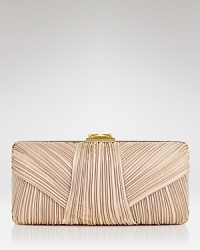 Twist and shout with this pleated satin clutch from Sondra Roberts, accented by a silver frame and rhinestone closure. It's the epitome of evening elegance. Twist and shout with this pleated satin clutch from Sondra Roberts, accented by a silver frame and rhinestone closure. It's the epitome of evening elegance.