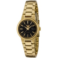 Seiko Women's SYME48 Seiko 5 Automatic Black Dial Gold-Tone Stainless Steel Watch Seiko Women's SYME48 Seiko 5 Automatic Black Dial Gold-Tone Stainless Steel Watch