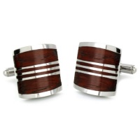 Stainless Steel Red Wood Cuff Links Stainless Steel Red Wood Cuff Links