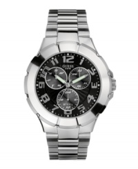 A good sport: a structured steel timepiece by GUESS. A good sport: a structured steel timepiece by GUESS.