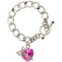 Juicy Couture Silver STARTER CHARM BRACELET Pink Heart Banner & Bow in Juicy Box Juicy Couture Silver STARTER CHARM BRACELET Pink Heart Banner & Bow in Juicy Box