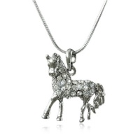 Silvertone Clear Crystal Horse Charm Pendant Necklace Fashion Jewelry Silvertone Clear Crystal Horse Charm Pendant Necklace Fashion Jewelry