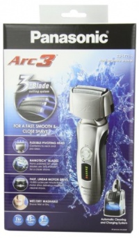 Panasonic ES-LT71-S Men's 3-Blade(Arc 3) Wet/Dry Nanotech Rechargeable Electric Shaver with Vortex Cleaning System, Silver