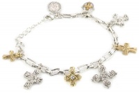 The Vatican Library Collection Two-Tone Seven Cross Charm Bracelet The Vatican Library Collection Two-Tone Seven Cross Charm Bracelet