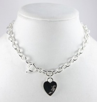Nine West Necklace, Silver Tone Chain Link with Engraved Heart Tag Necklace Nine West Necklace, Silver Tone Chain Link with Engraved Heart Tag Necklace