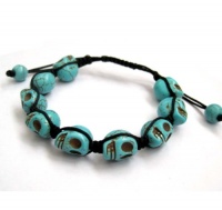 Hand Crafted Blue Howlite Turquoise Skull Bracelet Hand Crafted Blue Howlite Turquoise Skull Bracelet