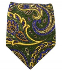 100% Silk Printed Grass Green Paisley Presentation Paisley Tie 100% Silk Printed Grass Green Paisley Presentation Paisley Tie