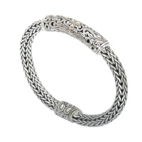 925 Silver Filigree Swirl Bracelet with 18k Gold Accents- 8.5 IN