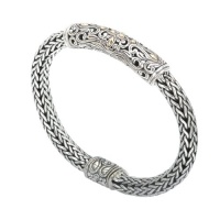 925 Silver Filigree Swirl Bracelet with 18k Gold Accents- 8.5 IN 925 Silver Filigree Swirl Bracelet with 18k Gold Accents- 8.5 IN