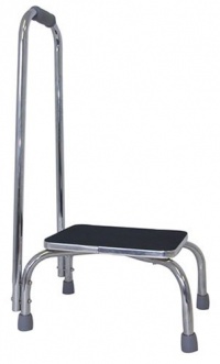 Duro-Med Foot Stool with Support Handle, Silver/Black Duro-Med Foot Stool with Support Handle, Silver/Black