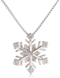 XPY Sterling Silver Diamond Snowflake Pendant Necklace (.03cttw, I-J Color, I2-I3 Clarity), 18 XPY Sterling Silver Diamond Snowflake Pendant Necklace (.03cttw, I-J Color, I2-I3 Clarity), 18