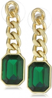 Anne Klein PALATINE Gold-Tone Emerald Colored Drop Earrings Anne Klein PALATINE Gold-Tone Emerald Colored Drop Earrings