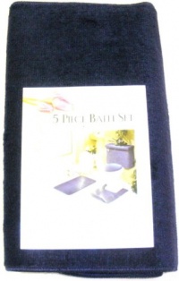 5 PIECE NAVY BLUE BATHROOM RUG SET, INCLUDES AREA RUG, CONTOUR RUG, LID COVER AND TANK SET - COLOR: NAVY BLUE 5 PIECE NAVY BLUE BATHROOM RUG SET, INCLUDES AREA RUG, CONTOUR RUG, LID COVER AND TANK SET - COLOR: NAVY BLUE