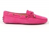Tod's Womens Shoes Hot Pink Leather Gommino Front Tie Moccasins