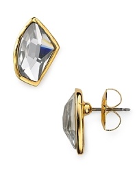These Robert Lee Morris Soho earrings feature a gold geometric stone design-a true representation of the sculptural craftsmanship the designer is known for. These Robert Lee Morris Soho earrings feature a gold geometric stone design-a true representation of the sculptural craftsmanship the designer is known for.