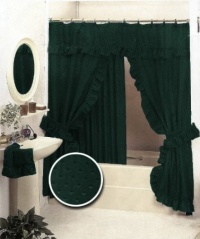 New Double Swag Fabric Shower Curtain Set Hunter Green Valance New Double Swag Fabric Shower Curtain Set Hunter Green Valance