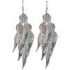 4 3/4 Long Angel Wing Earrings (9 Wings Each), in Silver Tone