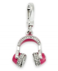 Cute and chic come together in perfect harmony in this headphone charm from Juicy Couture. Crafted from silver tone brass with glistening glass accents, cubic zirconia (1/4 ct. t.w.) and pink epoxy, the charm hits all the right notes. Approximate drop: 2 inches. Cute and chic come together in perfect harmony in this headphone charm from Juicy Couture. Crafted from silver tone brass with glistening glass accents, cubic zirconia (1/4 ct. t.w.) and pink epoxy, the charm hits all the right notes. Approximate drop: 2 inches.