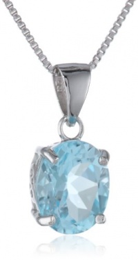 Sterling Silver Blue Topaz Pendant, 18 Sterling Silver Blue Topaz Pendant, 18