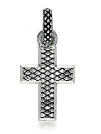 Sterling Silver 925 Small Bold Metal Snake Skin Wide Cross Pendant, 0.75 Inches Sterling Silver 925 Small Bold Metal Snake Skin Wide Cross Pendant, 0.75 Inches