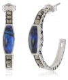 Judith Jack Clouds Sterling Silver Marcasite Abalone Quartz Slice Hoop Earrings