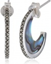 Judith Jack Slices of Color Sterling Silver, Marcasite, Abalone Hoop Earrings