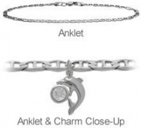 10 Inch Sterling Silver Dolphin Charm Flat Gucci Anklet 10 Inch Sterling Silver Dolphin Charm Flat Gucci Anklet