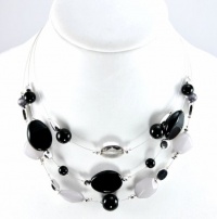Charter Club Necklace, Black and Gray Beaded 3 Row Illusion Necklace Charter Club Necklace, Black and Gray Beaded 3 Row Illusion Necklace