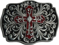 Cross Crucifix Artistic Belt Buckle Black Red (OC-054) Cross Crucifix Artistic Belt Buckle Black Red (OC-054)