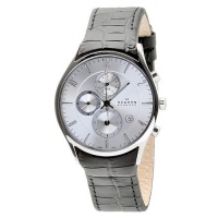 Skagen Men's 329XLSLC Silver Dial Chronograph With Black Leather Band Watch Skagen Men's 329XLSLC Silver Dial Chronograph With Black Leather Band Watch