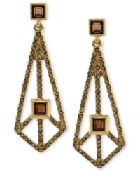 High style by BCBGeneration. These drop earrings feature a kite shape with pave accents. Crafted in gold tone mixed metal. Approximate drop: 2 inches. High style by BCBGeneration. These drop earrings feature a kite shape with pave accents. Crafted in gold tone mixed metal. Approximate drop: 2 inches.