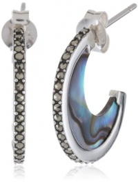 Judith Jack Slices of Color Sterling Silver, Marcasite, Abalone Hoop Earrings Judith Jack Slices of Color Sterling Silver, Marcasite, Abalone Hoop Earrings